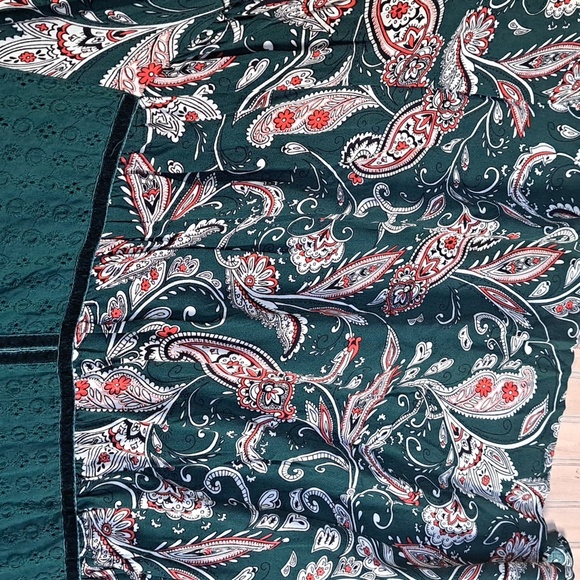 Weekend Suzanne Betro Green Paisley Boho Peasant Flowy Lightweight Blouse Top 2X - Picture 5 of 14